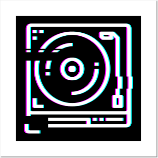 Retro Glitch Vinyl Record DJ Turntable Posters and Art